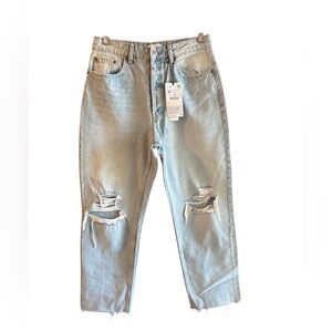Zara Light Blue Distressed Denim Jeans. Size 8. NWT